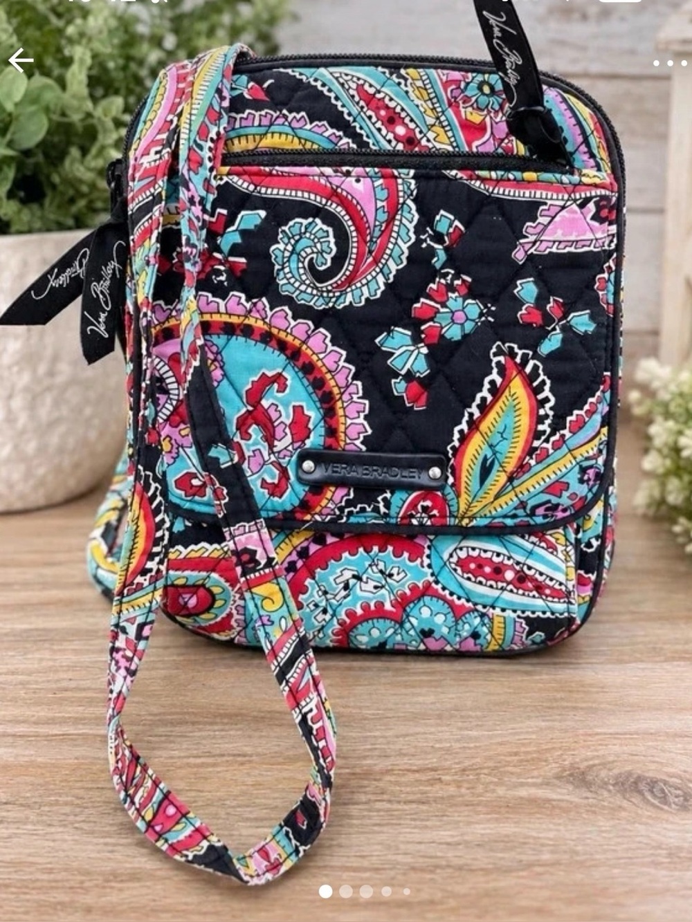 Vera Bradley Black Multicolor Parisian Paisley Crossbody Bag